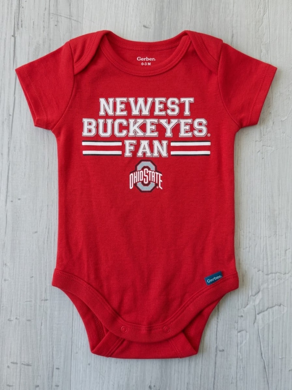 Gerber Red 'Newest Buckeyes Fan' One-Piece